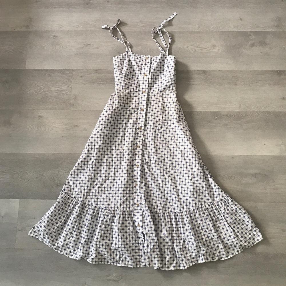 CREATURES OF COMFORT WHITE BLUE FLORAL CHECK MAXI DRESS WOMENS 2